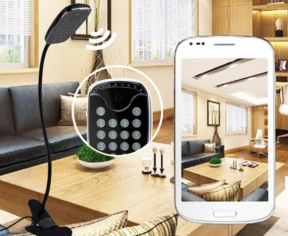 Светодиодная настольная лампа со скрытой камерой, WiFi