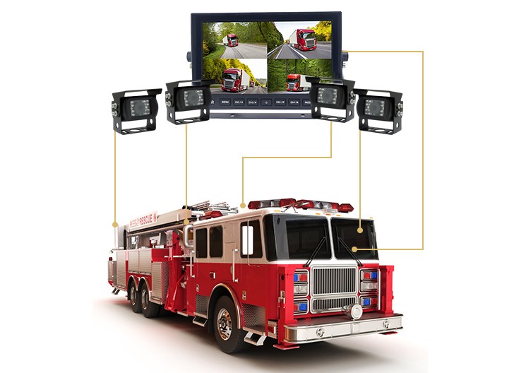 сборка камеры и монитора для пожарной машины