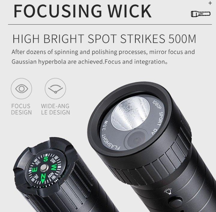 фонарик с камерой full hd шпион + светодиодное освещение