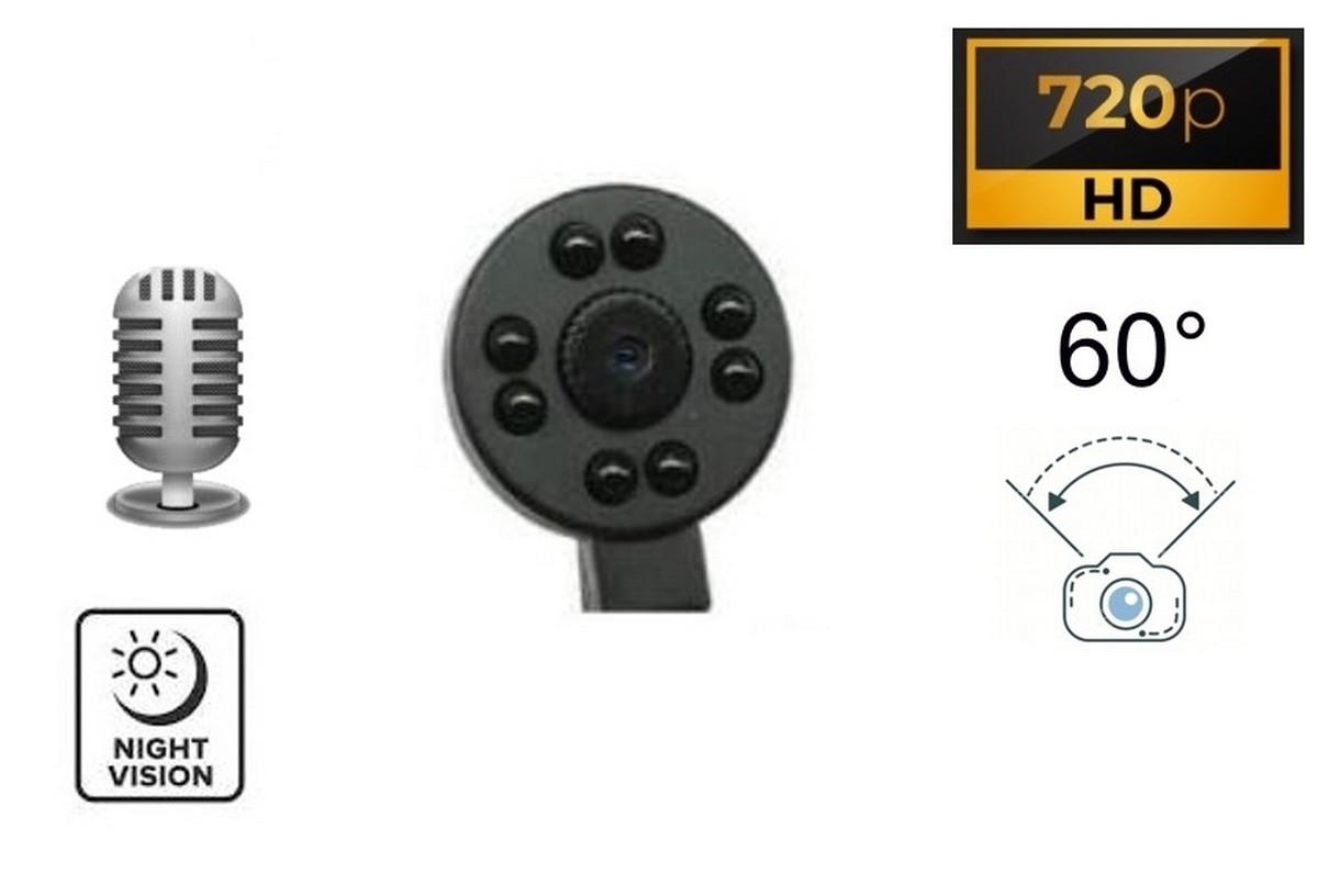Камера-обскура с ночным видением 8x ИК в кнопке HD с углом обзора 60° + микрофон