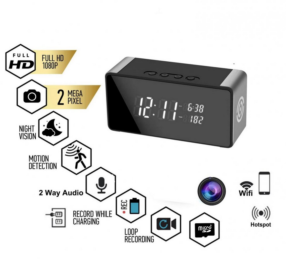 wifi камера в будильнике + bluetooth динамик